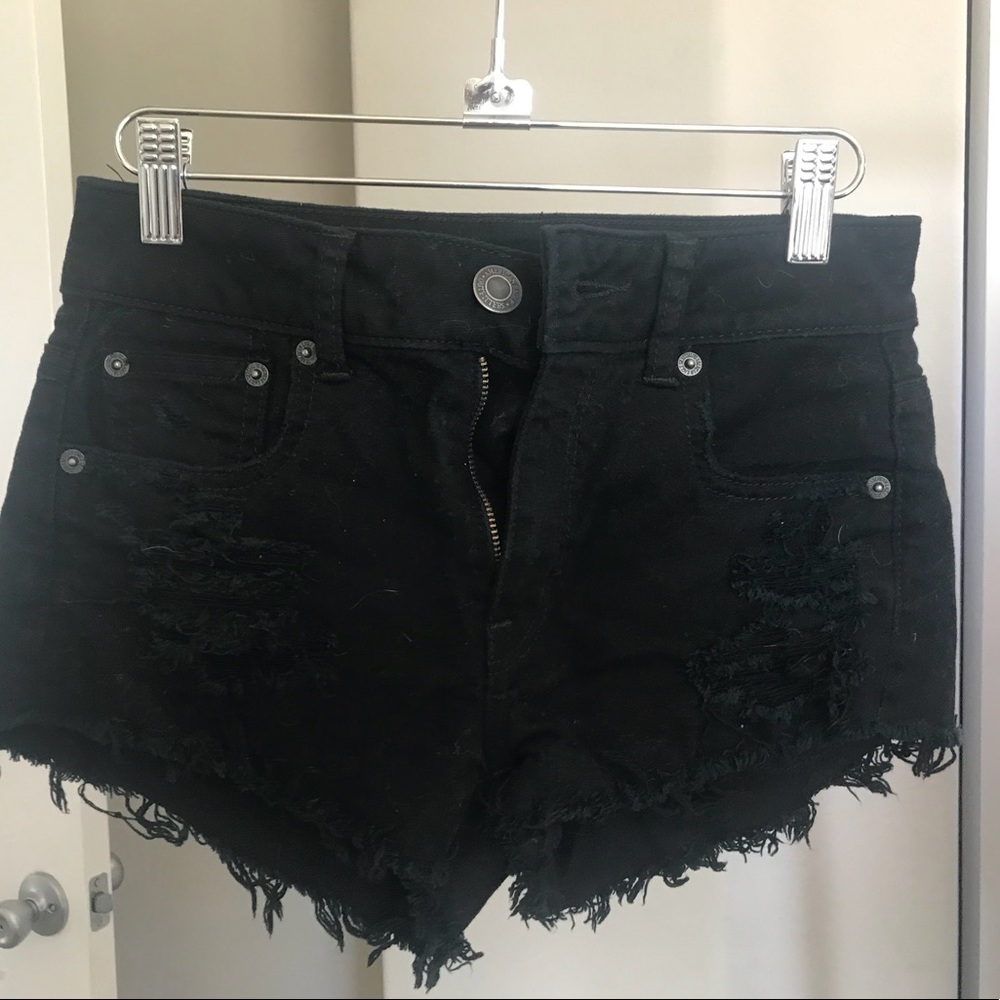 Black American Eagle distressed shorts